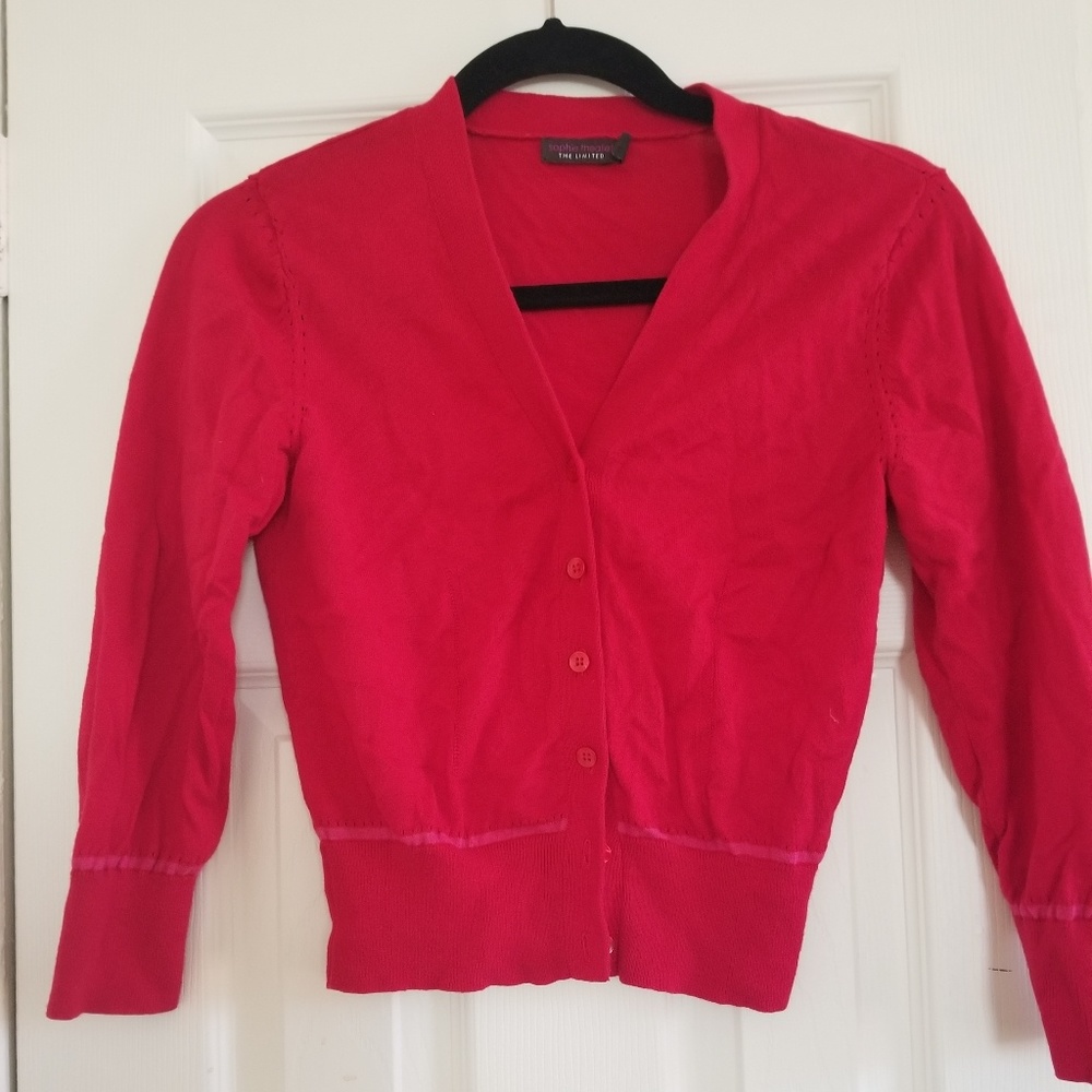 Cropped Red Cardigan